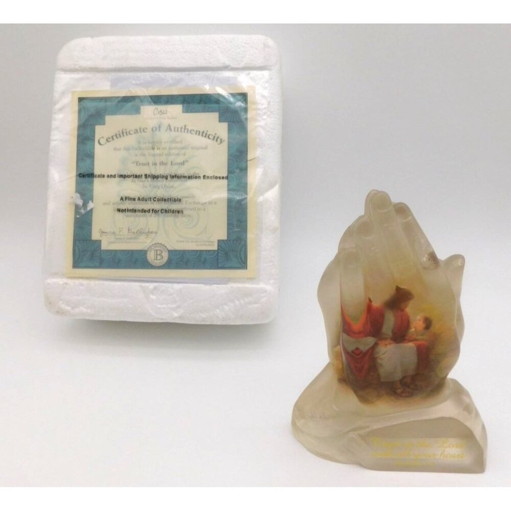 2008 The Bradford Exchange Trust in the Lord Praying Hands Figure with COA